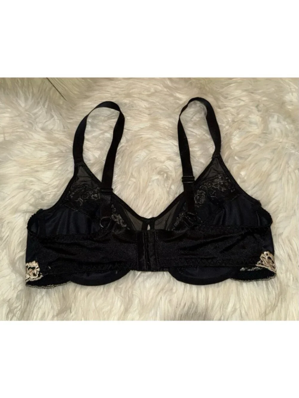 Vintage Cabernet 10610 Embroidered Unlined Underwire Bra Womens 38C Black